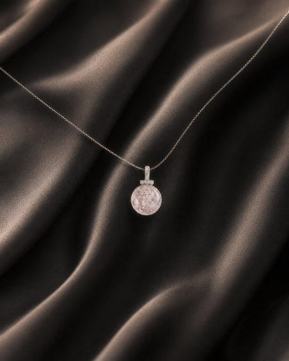 Snow Phantom Quartz interchangeable pendant necklace, crystal still-life detail