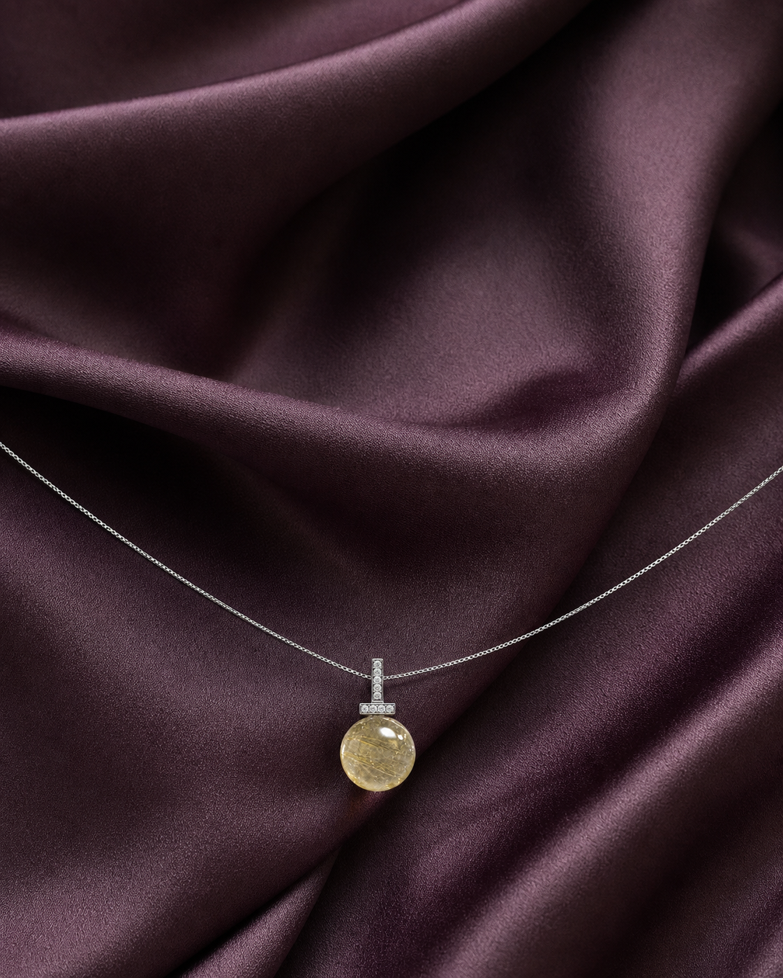 Lemon Citrine interchangeable pendant necklace, worn styling view