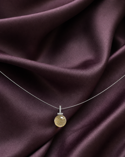 Lemon Citrine interchangeable pendant necklace, worn styling view