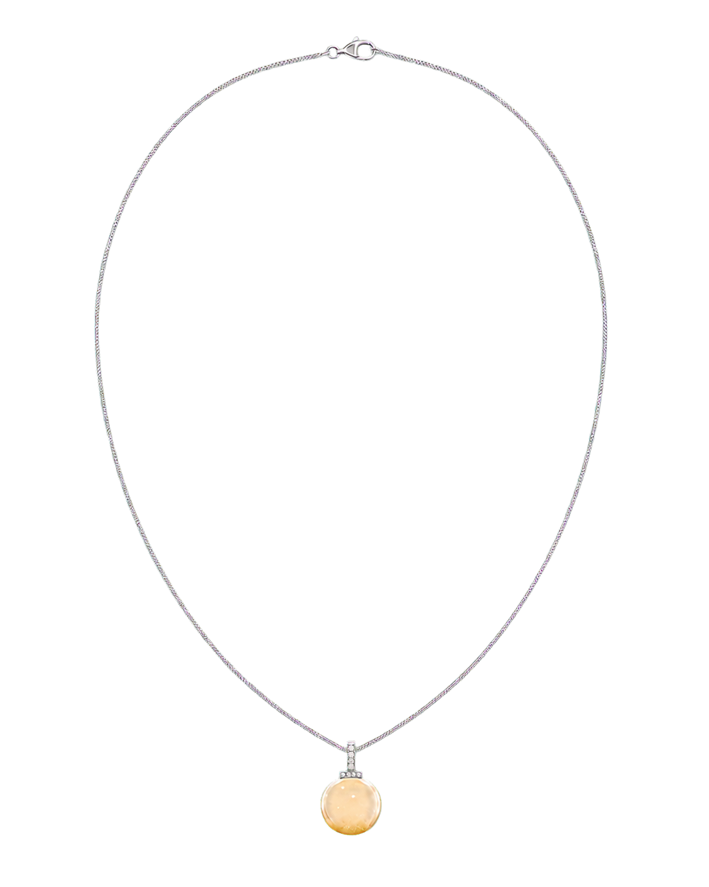Citrine interchangeable pendant necklace, full necklace transparent view