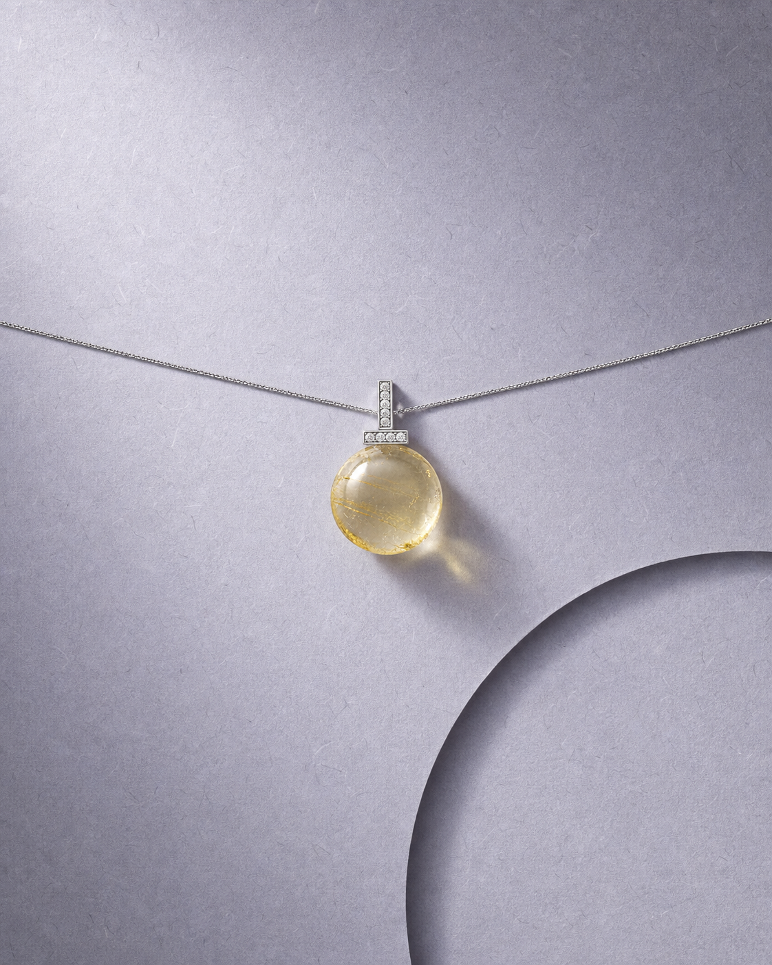 Lemon Citrine interchangeable pendant necklace, crystal still-life detail