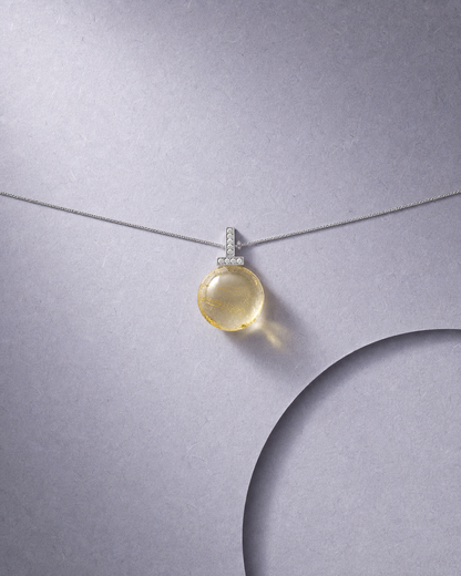 Lemon Citrine interchangeable pendant necklace, crystal still-life detail