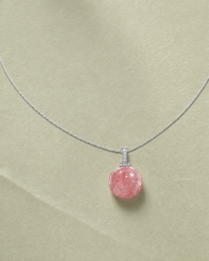 Strawberry Quartz interchangeable pendant necklace, crystal still-life detail