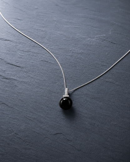 Black Obsidian interchangeable pendant necklace, crystal still-life detail