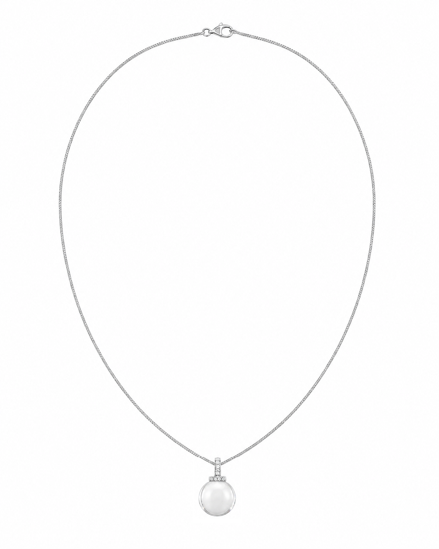 Clear quartz interchangeable pendant necklace, full 18 inch necklace on white background