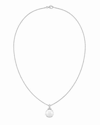 Clear quartz interchangeable pendant necklace, full 18 inch necklace on white background