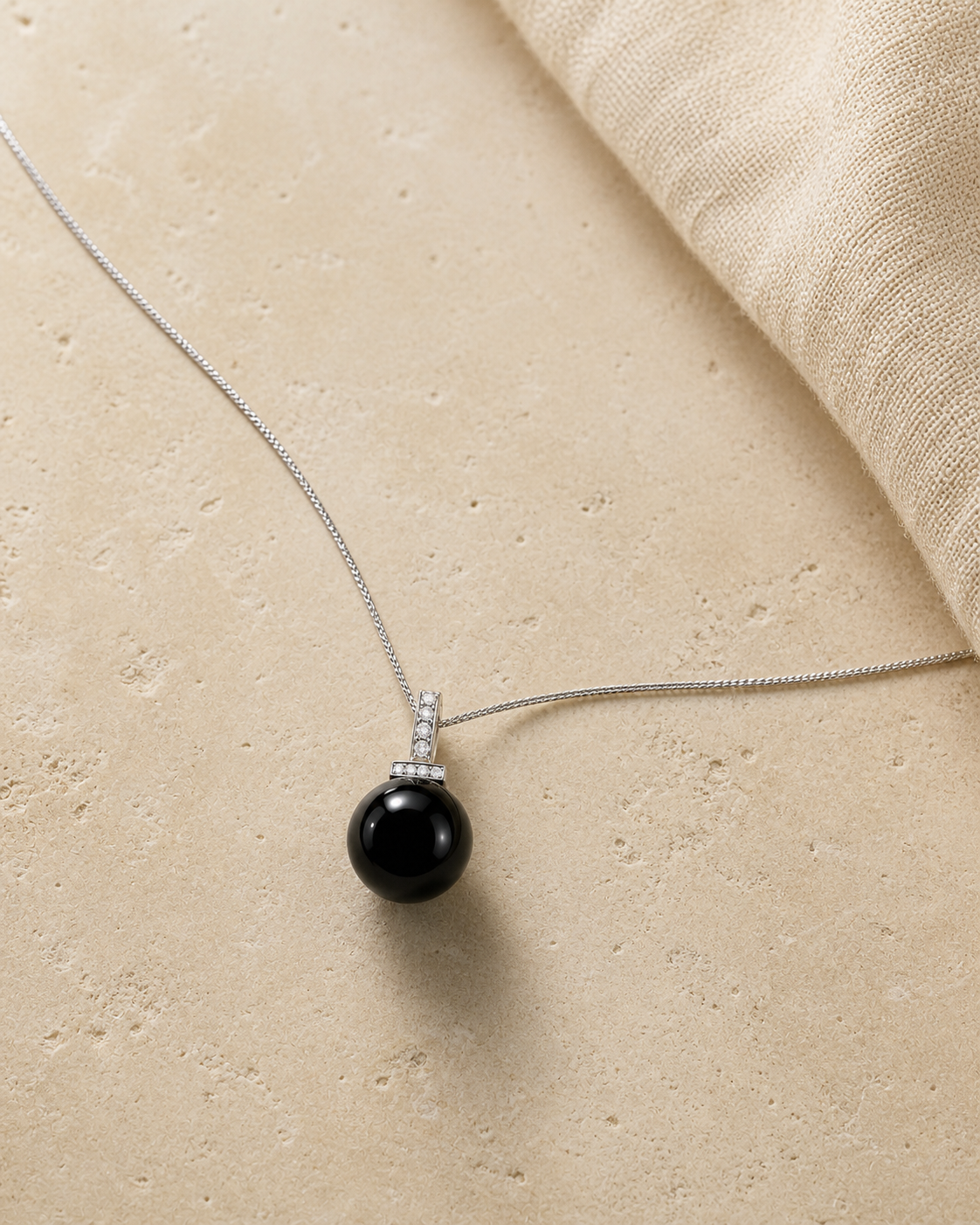 Black Obsidian interchangeable pendant necklace, crystal still-life detail