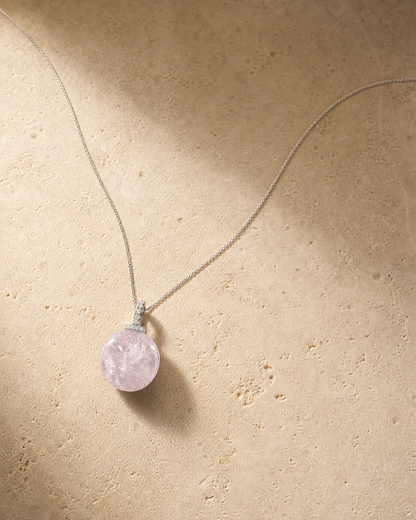 Snow Phantom Quartz interchangeable pendant necklace, crystal still-life detail