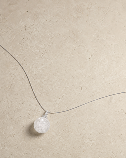 White Phantom Quartz interchangeable pendant necklace, crystal still-life detail