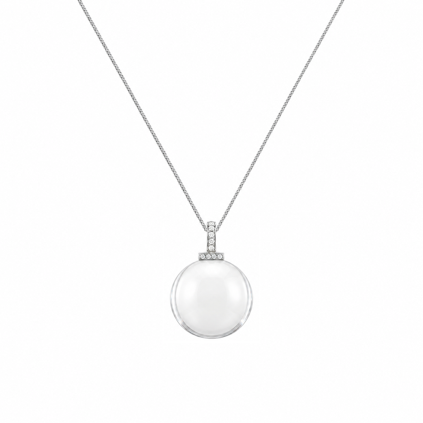 Clear quartz interchangeable pendant necklace, front close-up on white background