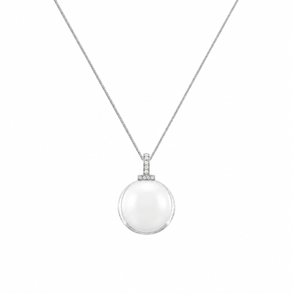 Clear quartz interchangeable pendant necklace, front close-up on white background