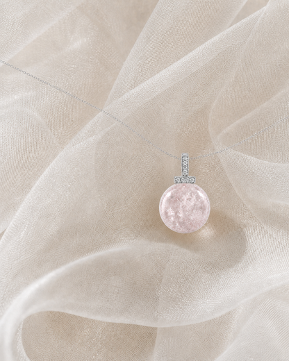 Snow Phantom Quartz interchangeable pendant necklace, crystal still-life detail