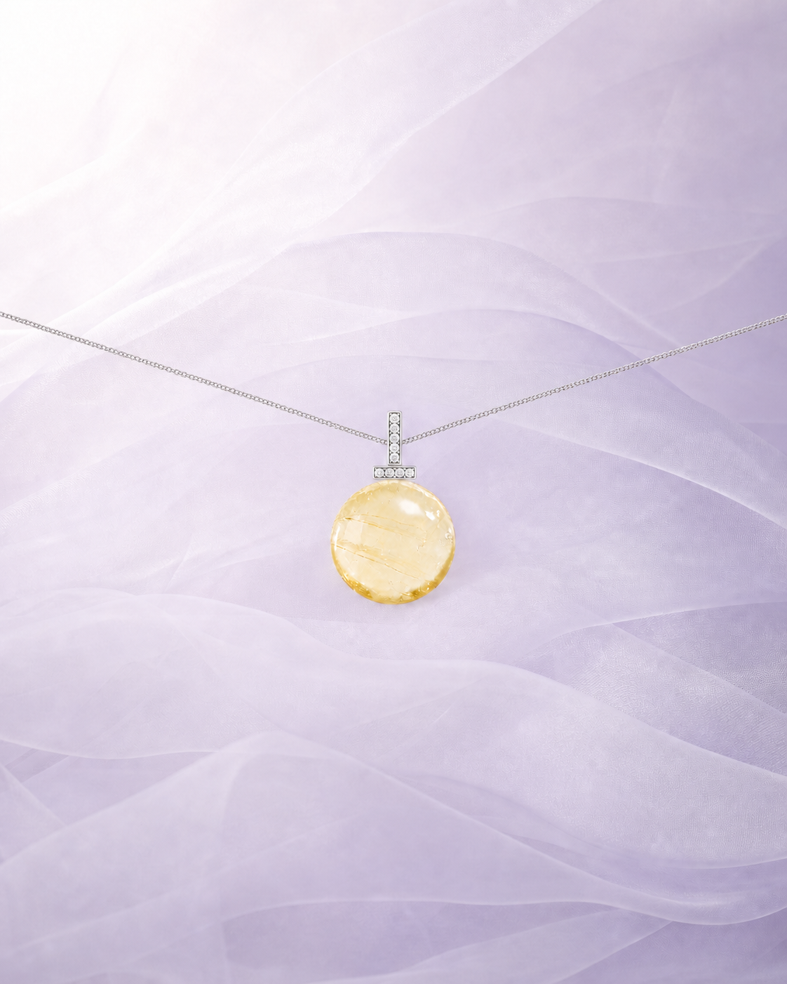 Lemon Citrine interchangeable pendant necklace, crystal still-life detail