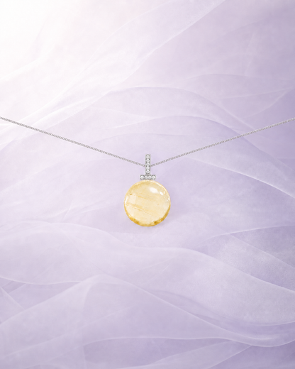 Lemon Citrine interchangeable pendant necklace, crystal still-life detail