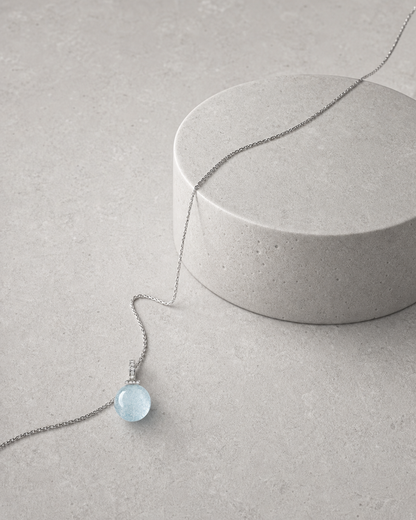 Aquamarine interchangeable pendant necklace, crystal still-life detail