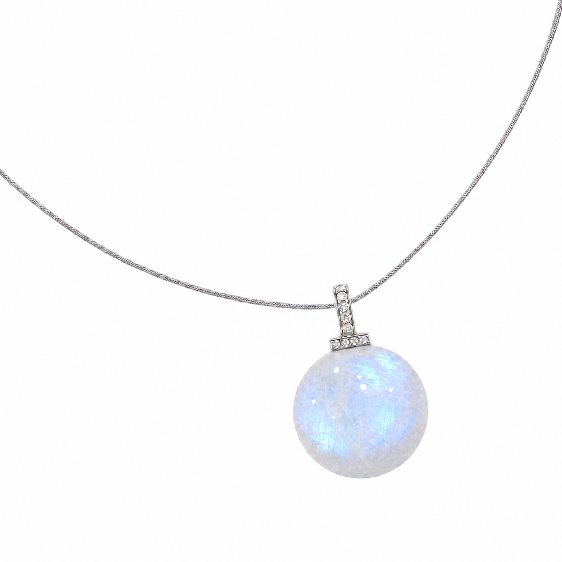 Blue Moonstone interchangeable pendant necklace, white-background product view