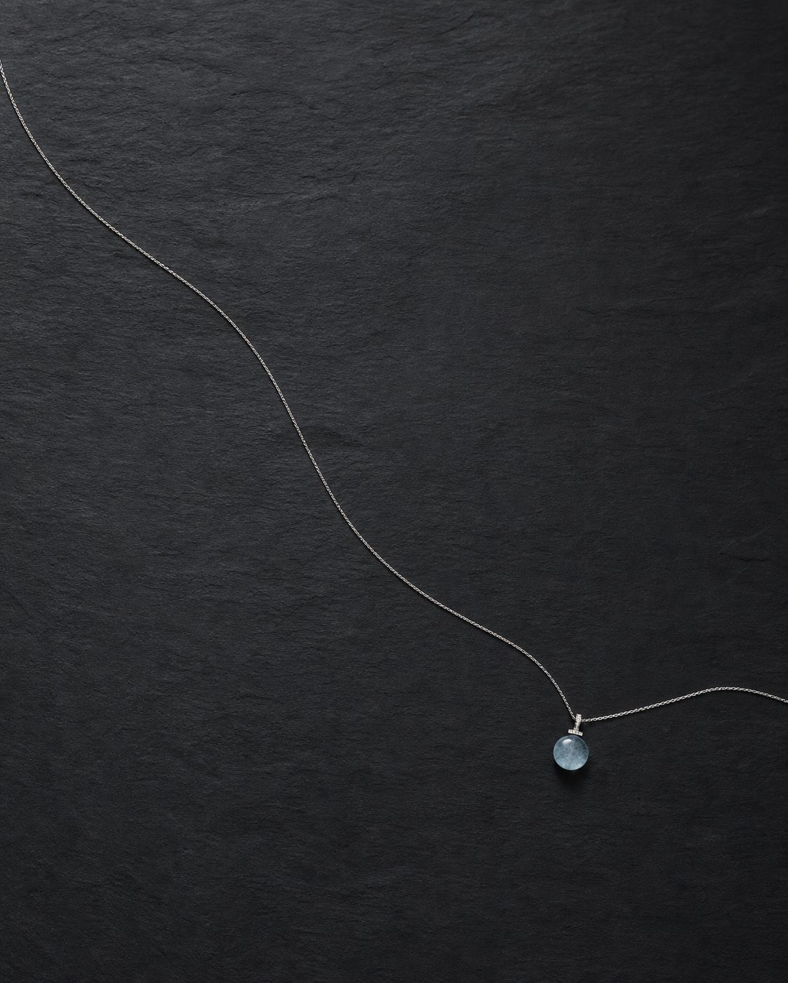 Aquamarine interchangeable pendant necklace, crystal still-life detail