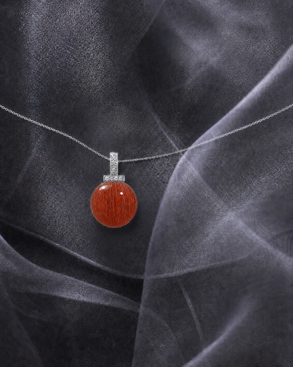 Red Rabbit Hair Quartz interchangeable pendant necklace, crystal still-life detail