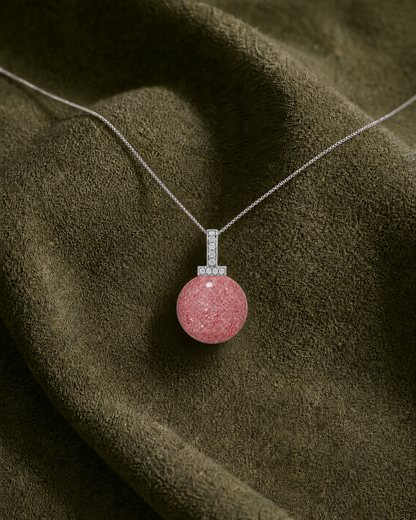 Strawberry Quartz interchangeable pendant necklace, crystal still-life detail