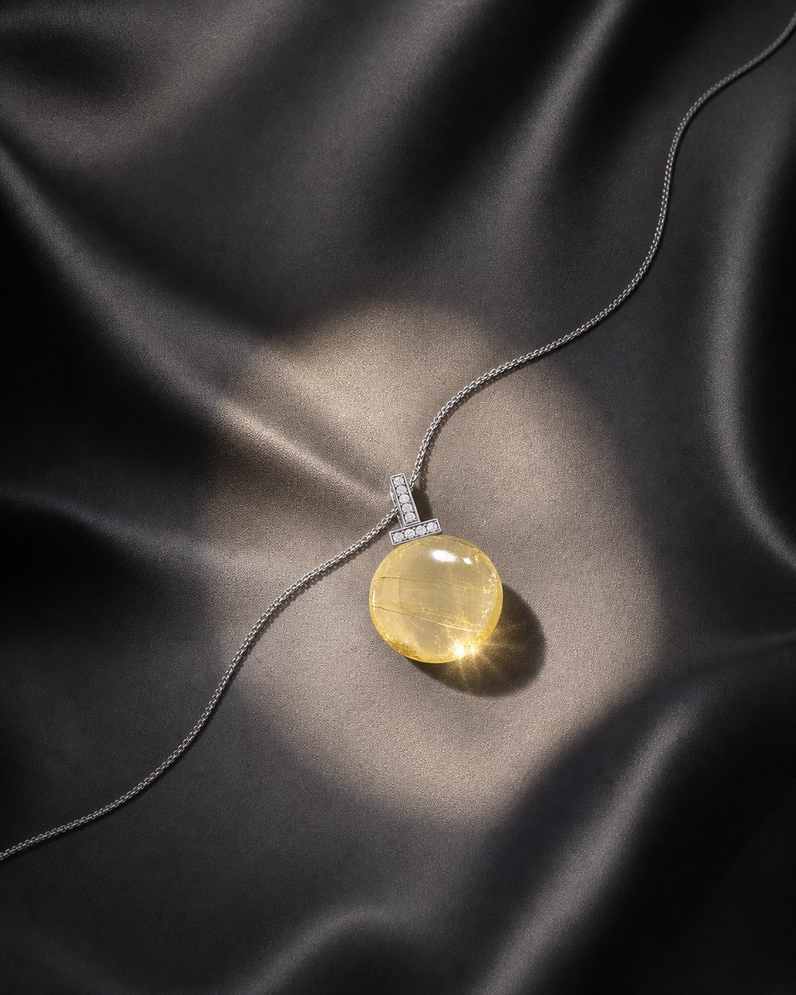 Lemon Citrine interchangeable pendant necklace, crystal still-life detail